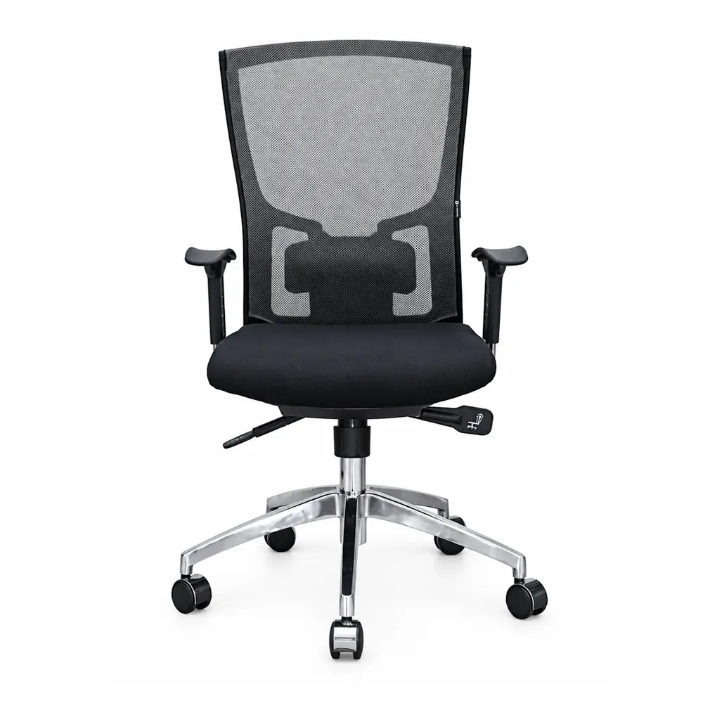 High Back Office Chair - Black Fabric & Silver Mesh - Image 2