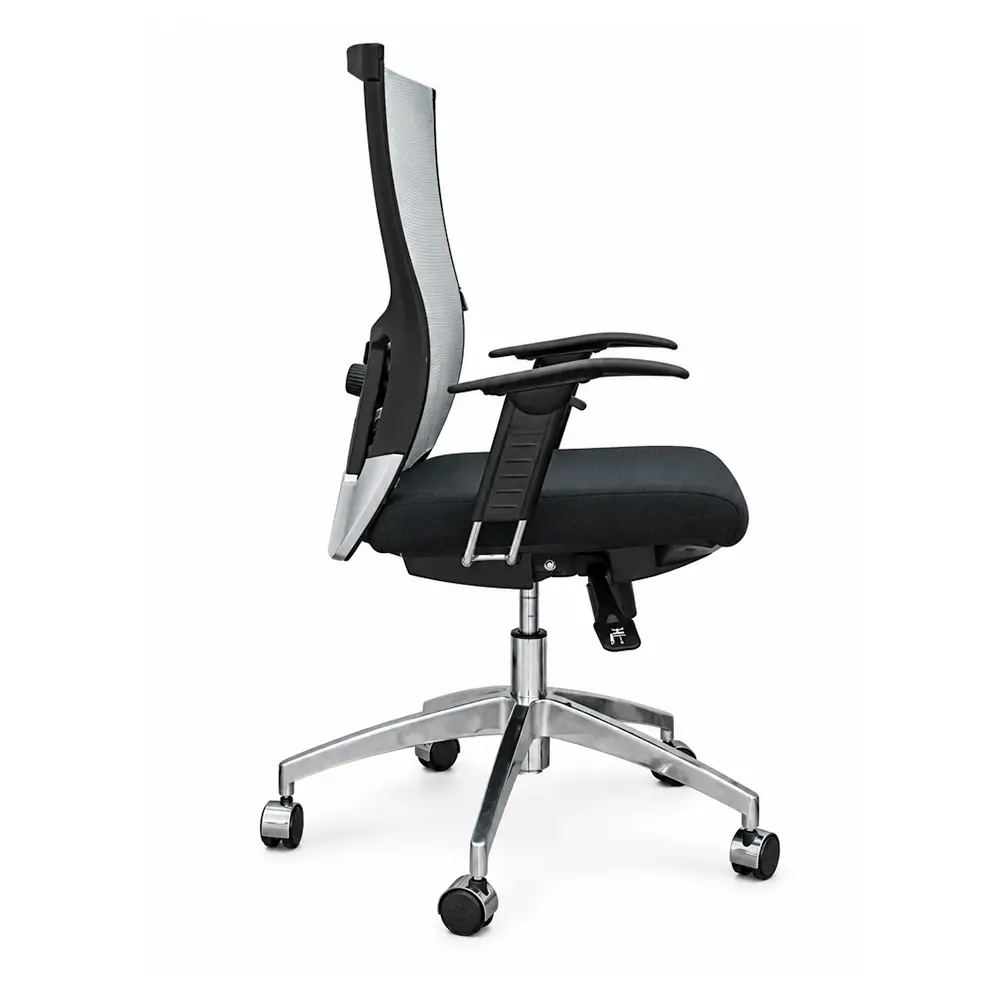 High Back Office Chair - Black Fabric & Silver Mesh - Image 3