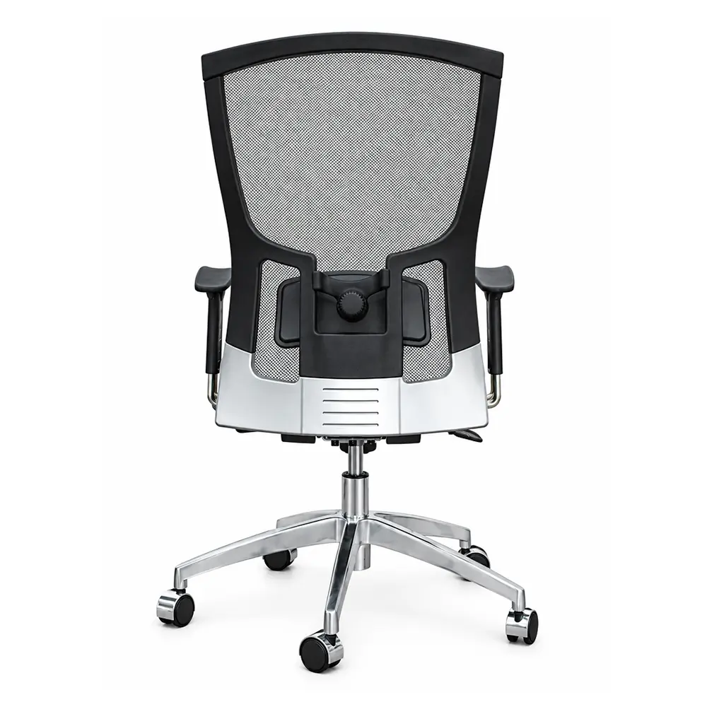High Back Office Chair - Black Fabric & Silver Mesh - Image 4