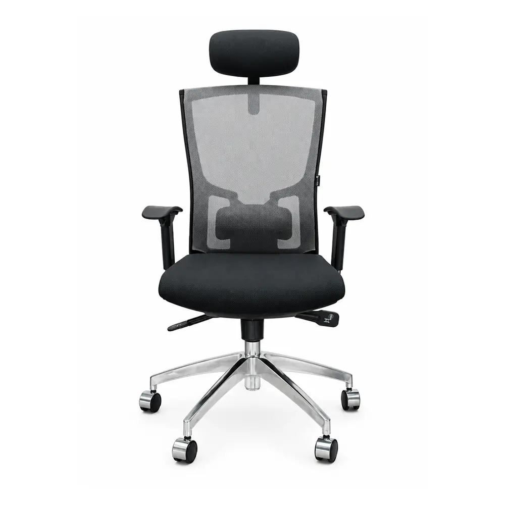 Low Back Office Chair - Black Fabric & Silver Mesh - Image 2