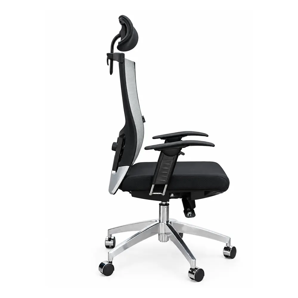 Low Back Office Chair - Black Fabric & Silver Mesh - Image 3