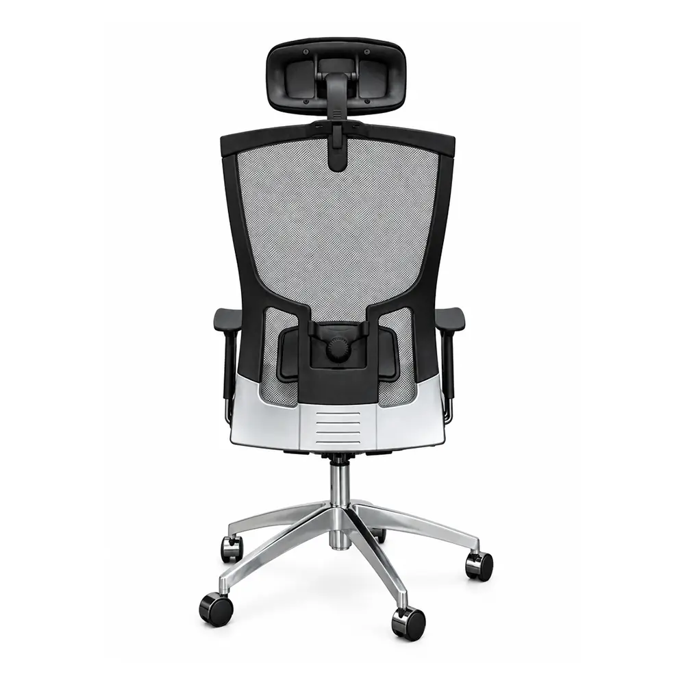 Low Back Office Chair - Black Fabric & Silver Mesh - Image 4