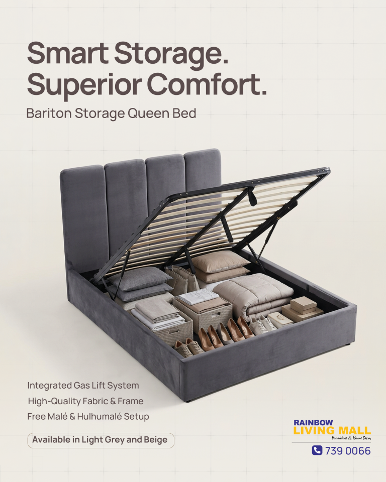 Modern bed with built-in drawers