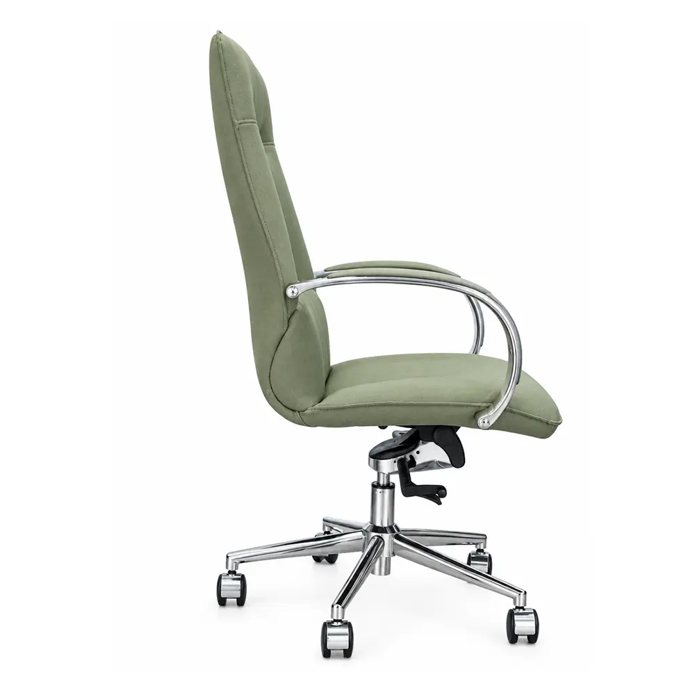 High Back Office Chair - PU Leather with Chrome Base - Image 3
