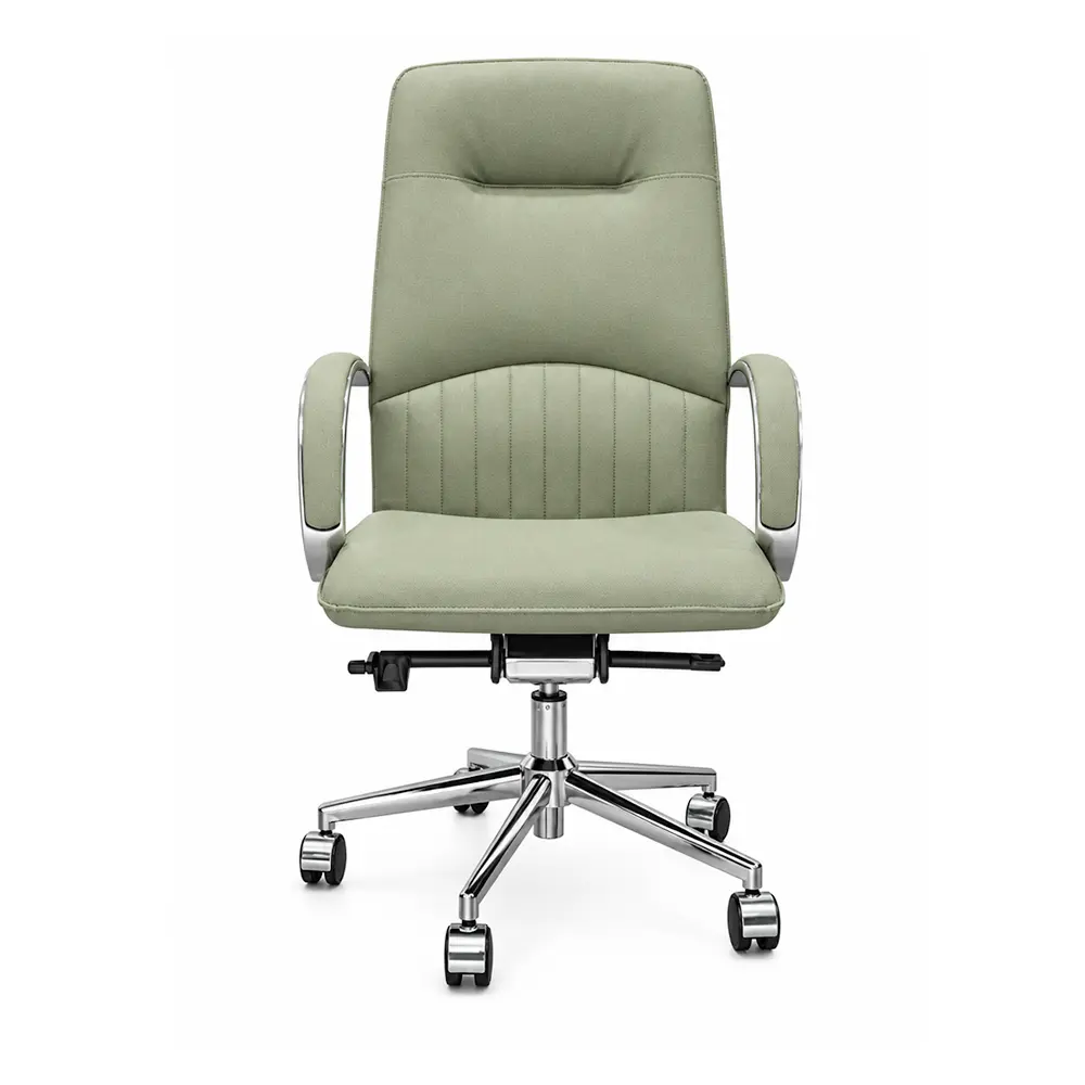 High Back Office Chair - PU Leather with Chrome Base - Image 2