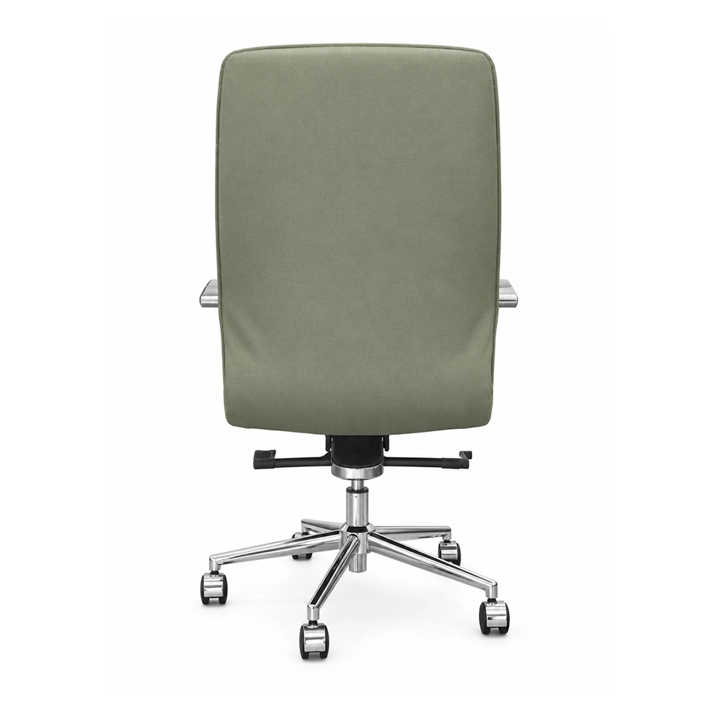 High Back Office Chair - PU Leather with Chrome Base - Image 4