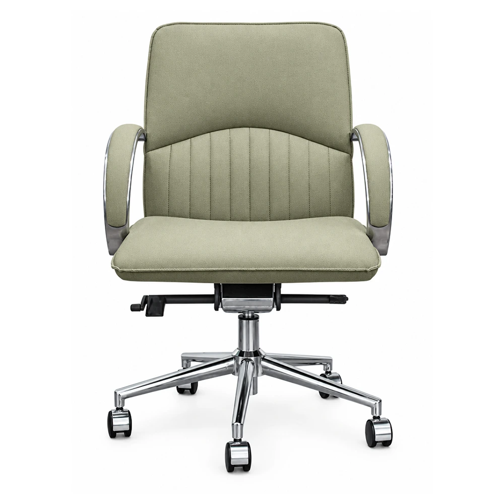 Mid Back Office Chair - PU Leather with Chrome Base - Image 2