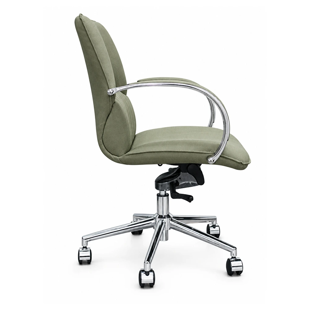 Mid Back Office Chair - PU Leather with Chrome Base - Image 3