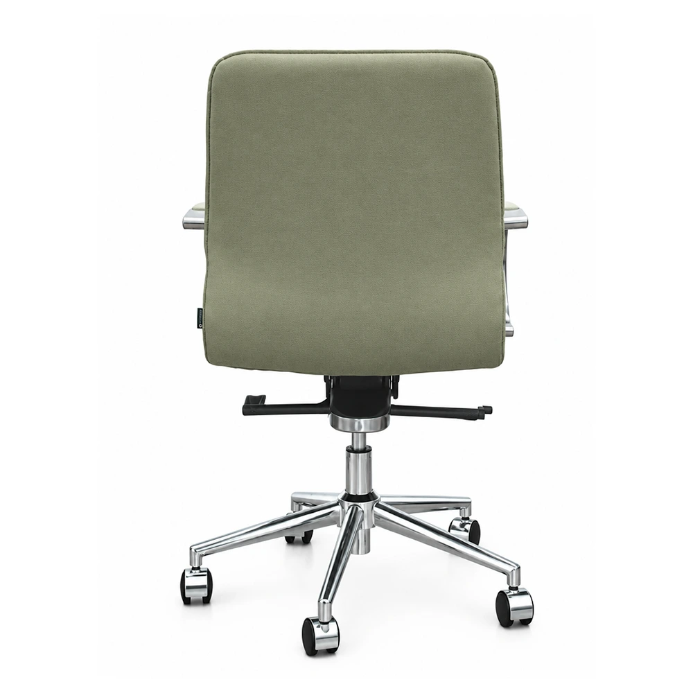 Mid Back Office Chair - PU Leather with Chrome Base - Image 4